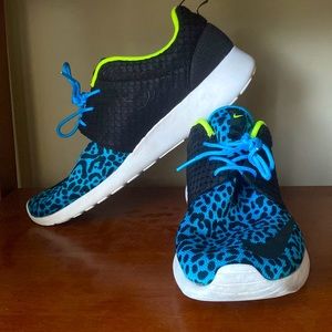 Nike Roshe Run FB, Blue Leopard, Men’s 11